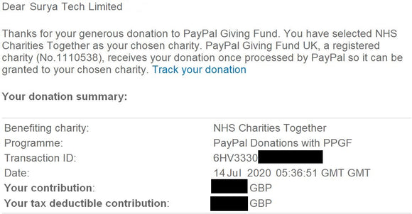 Donation to NHS Charities Together for June 2020.