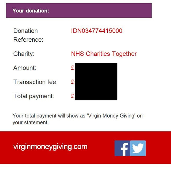 Donation to NHS Charities Together for Jan 2021.