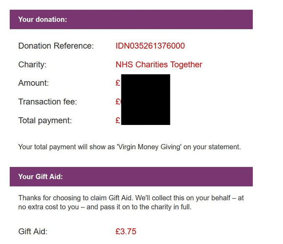 DONATION TO NHS CHARITIES TOGETHER FOR MAR 2021.