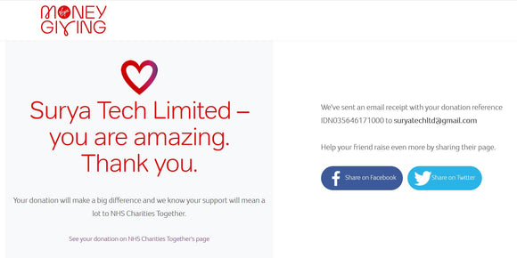 COMBINED DONATION TO NHS CHARITIES TOGETHER FOR APR & MAY 2021.