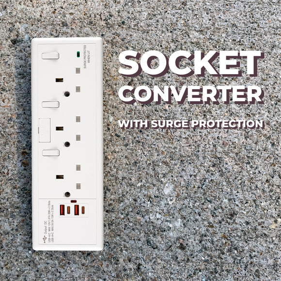 Convertor Socket 1G/2G To 3-Gang 13A with USB A+C (40W PD3.0)