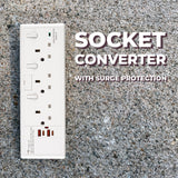 Convertor Socket 1G/2G To 3-Gang 13A with USB A+C (40W PD3.0)