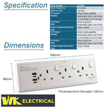 Convertor Socket 1G/2G To 3-Gang 13A with USB A+C (40W PD3.0)