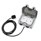 IP66 WaterProof 13A 2Gang Switched Socket with USB Type A and Type C (PD3.0 20W) With 3M Cable