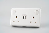 Double Switched Plug Adaptor 1G To 2-Gang 13A with USB (2400mA)