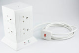9 Way Tower Socket with Surge Protection - White