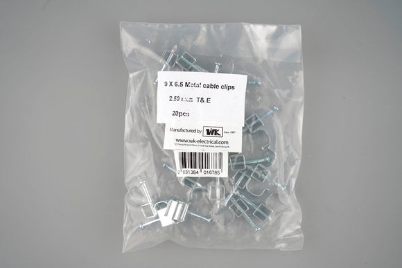 9X6.5 Metal Cable Nail Clips 2.50 mm T&E (20PCS/Bag)