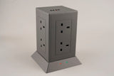 8 Way Tower Socket with Surge and USB (4800mA) - Matt Grey Anthracite