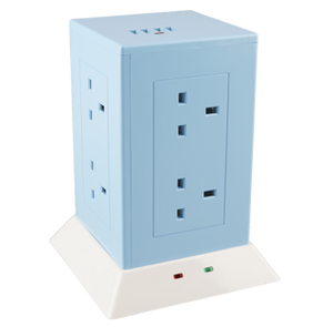 8 Way Tower Socket with Surge and USB (4800mA) - Manchester Blue