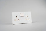 Glass Screwless - 13A Double Switched Socket- WHITE