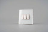 Glass Screwless - 3Gang 10AX 2-way Switch- WHITE