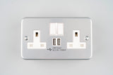 Metal Clad - Twin Switched Socket with USB (2100mA)
