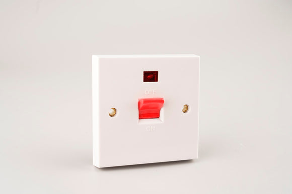 ASTA 1-Gang 45A Double Pole Switch with Neon White